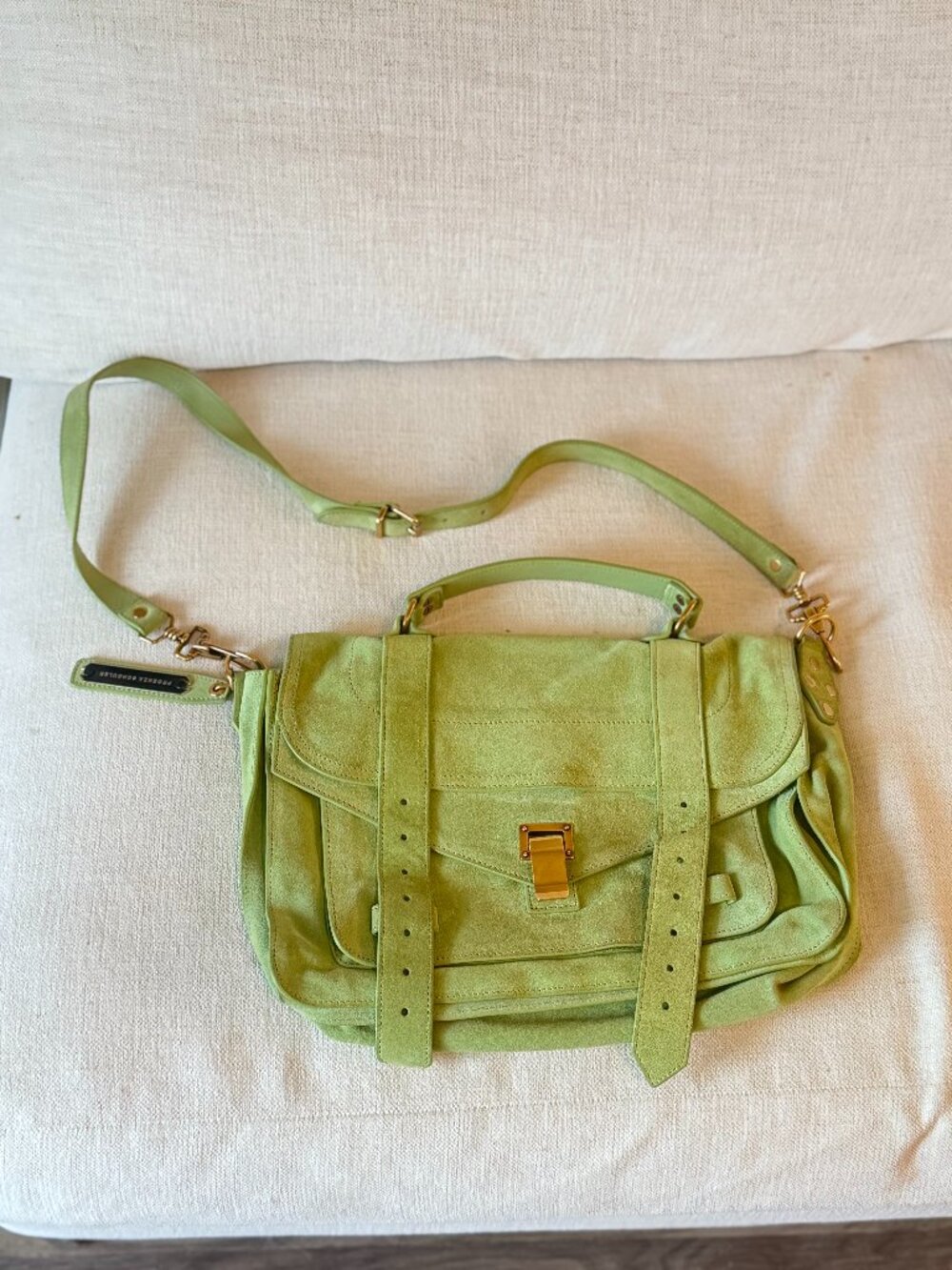Proenza Schouler PS1 Medium Suede Bag in Apple Green